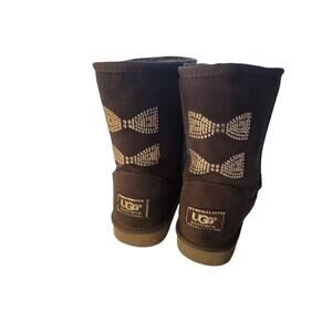 Ugg Australia Swarovski Bows Gray Boots 7 Short
